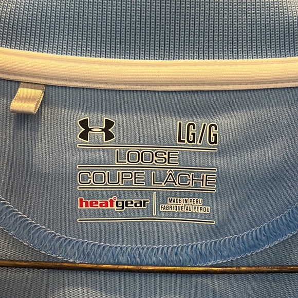 Men’s Under Armour Loose Fit Polo, EUC, Heat gear, Size L, Carolina Blue - Picture 5 of 5
